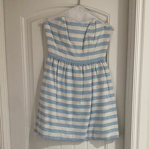 Lilly Pulitzer Strapless Dress in Blue and White